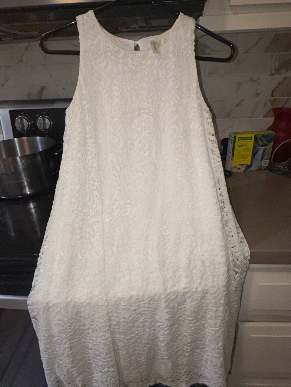 Tacera White Lace Sleeveless A-Line Dress